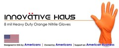 8 Mil Orange Disposable Nitrile Gloves. Raised Diamond Texture – Large- 10 Boxes
