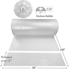 Bubble Cushioning Wrap Roll 48″ Wide x 100 ft – Medium Bubbles 5/16″, Clear