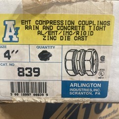 Arlington 4” EMT compression Connector Rain And Concrete Right 839