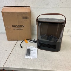 ROVSUN 1500W Electric Fireplace Heater with Remote & Timer, Brown, 120V