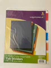 Lot of 6 Wexford 5 Pack Multi-Color Insertable Dividers 9″ x11.25″ NEW