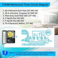 T104 Mechanical Timer Switch,208-277V AC DPST 40A,Pool Pump Switch,Heavy Duty…