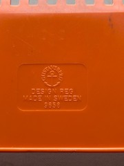 vintage Gustavsberg plastic stacking desk paper trays orange yellow MCM Sweden