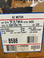 👀 NEW MAGNETEK 1/3 HP AC MOTOR 115/208-230 VAC J56 FRAME 3450 RPM 1 PHASE B588