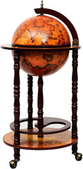 Mid-Century Retro Globe Bar Cart with Wheels & Antique World Map Design