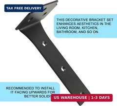 Floating Shelf Brackets,2 Pack Heavy Duty L Brackets for Shelves, 6 Inch Black S
