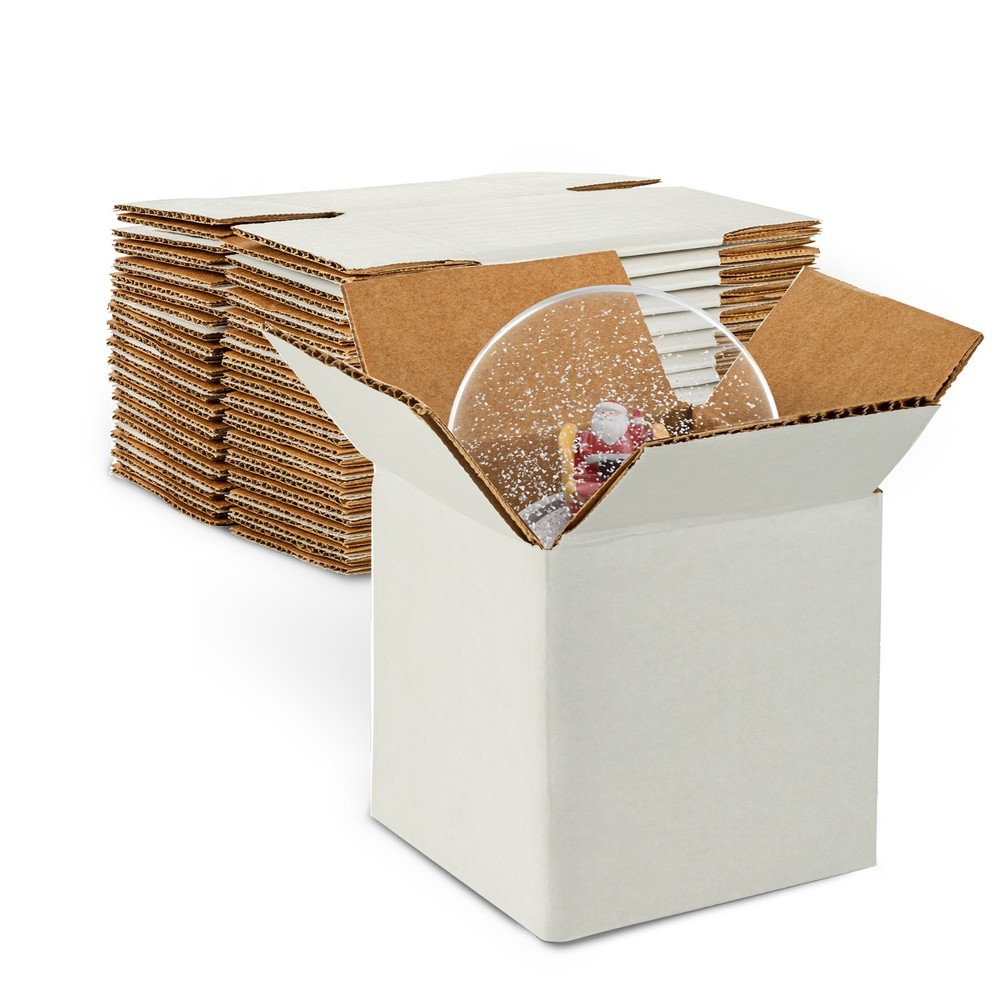 MT Products White Corrugated Cardboard Shipping Boxes 7″ x 7″ x 7″ – Pack of 10