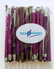 20ct Lot Misprint Metal Retractable Click Pens by Color: PURPLES Violet/Lavender