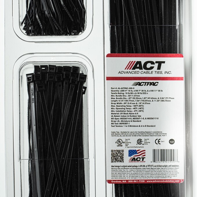Advanced Cable Ties ACT Specialty Nylon Cable Ties UV Black Variety Pack!