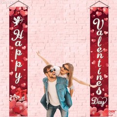 Happy Valentines Day Door Banner XtraLarge 72×12 Inch Red Oxford Fabric Outdoor