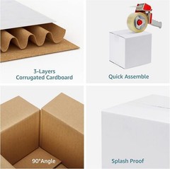 Shipping Boxes 6x6x6 Set Of 6, White Corrugated Cardboard Box For Mailing