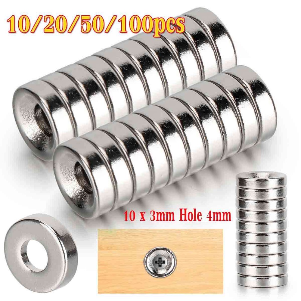10-100Pcs Strong Countersunk Ring Magnets 10*3mm Rare Earth Neodymium 4mm Hole