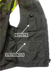 Men’s Professional Safety Vest Black XXL Zipper Pockets