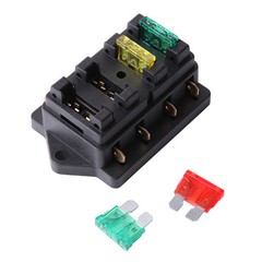 4 Way Fuse Blade Holder Box Block Black Car Vehicle Automotive Circuit w/ Fuse