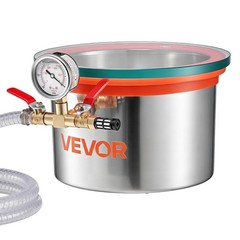 VEVOR 1.5Gal Vacuum Chamber Stainless Steel Degassing Chamber Tempered Glass Lid