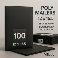 Black Poly Mailers 12″ x 15.5″ Shipping Bags Plastic Packaging Mailing Envelope