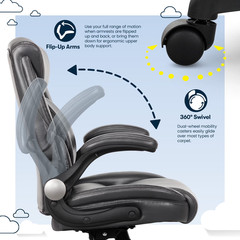 Air Lumbar Bonded Leather Manager Office Chair, Gray Faux Leather