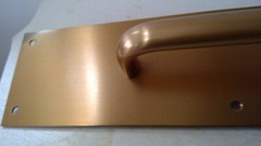 SOLID Satin BRASS Door Pull Plate Handle 14″ x 3-1/2″ w Back Plate
