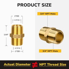 Corrosion Resistant Hex Brass Nipples for High Pressure Applications – Set of 4