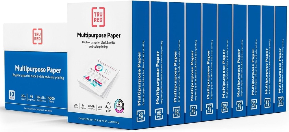 Multipurpose Paper 8.5×11″ 20lb 96 Bright White 10 Reams Carton 10 Reams Carton