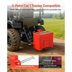 Ballast Box 3 Point Category 1 Tractor Quick Tach Hitch Counterweight Red
