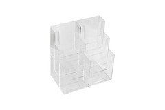Dazzling Displays Acrylic Stand 3 Tier, 6 Pocket Fits 4 by 9 Material, Clear
