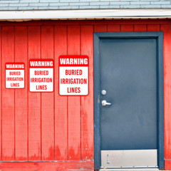 Portrait Round Plus Warning Buried Irrigation Lines Wall or Door Sign