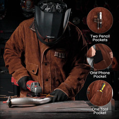 ARCCAPTAIN Leather Welding Jacket Heavy Duty Welder Jackets S/M/L/XL/XXL Size