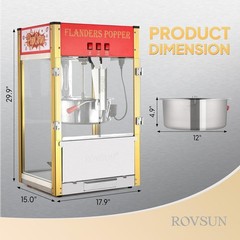 Commercial Popcorn Machine with 16 Ounce Kettle, Countertop Popcorn Maker 1600W