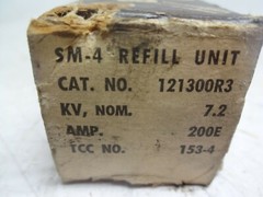 S&C Electric SM-4 Refill Unit 121300R3 Fuse 121300-R3 7.2 KV 200E Amp Tcc 153-4