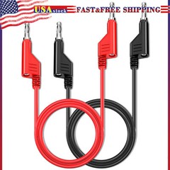 2PCS 4mm Banana to Banana Plug Stackable Multimeter Test Leads Cable 1000V 15A