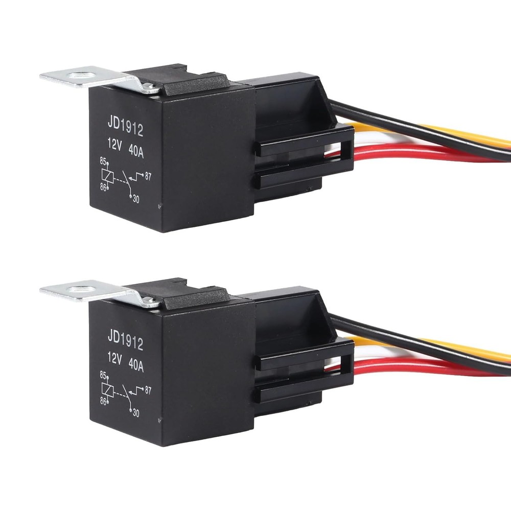 DIANN 2pcs Car Relay with Harness 12V 40A 4 Pin SPST Harness Sockets with Color