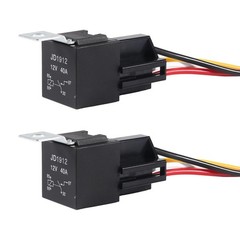 DIANN 2pcs Car Relay with Harness 12V 40A 4 Pin SPST Harness Sockets with Color