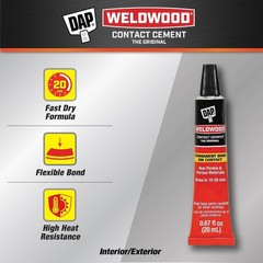Permanent Bond Contact Cement for Wood and Plastic, 0.67 Oz, Water Resistant