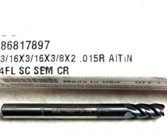 2PC Accupro 86817897 3/16″ 4FL Corner Radius End Mill .015R Solid Carbide AlTiN