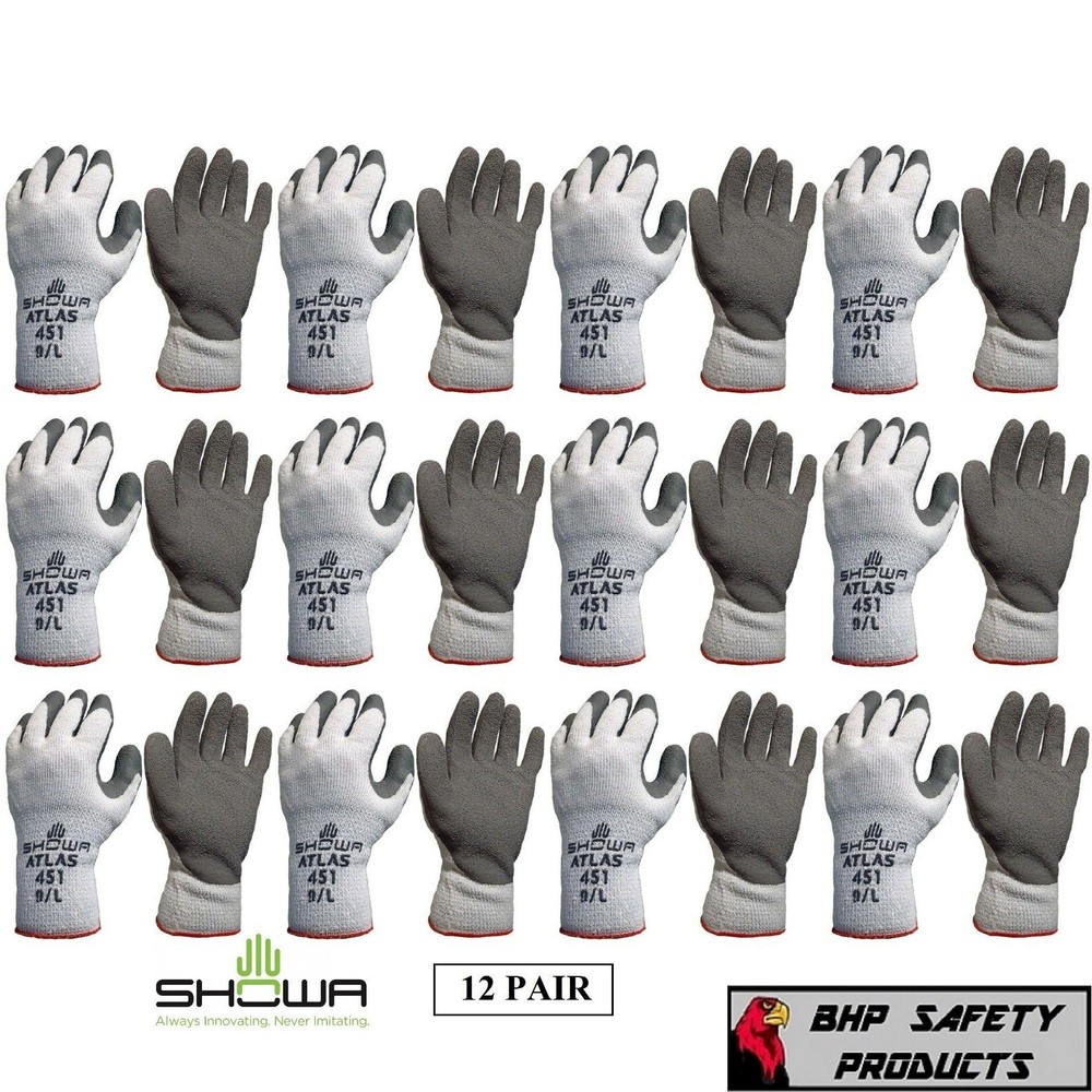 Showa 451 Therma Insulated Cold Weather Palm Coated Winter Work Gloves S-XL 12PR