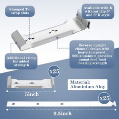 Blulu 25 Sets 5″ Aluminum Roof Gutter Hanger with Straps for Fixing Silver