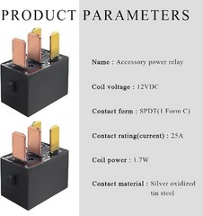 2 PCS Car AC Relay, G8HL-H71-12VDC 4 Pins AC and Starter Relays, Color: 2 PCS