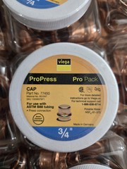 Lot of 12– Viega ProPress 3/4 in. Copper Cap 77450 (10-Packs) 120 Total Caps