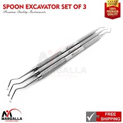 Dental Spoon Excavator Double Ended Set Of 3 Surgical Surgery Instruments CE