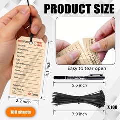 100 PCS Gun ID Tags Rifle Identification Tags with 100 Adjustable Wire Ties N…