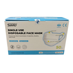 2500 Count Case – Safefit 3 Ply Disposable Face Masks Non Medical Adult 175x95mm