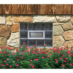31 In. X 13.5 In. X 3.125 In. Frameless Ice Pattern Vented Glass Block Window