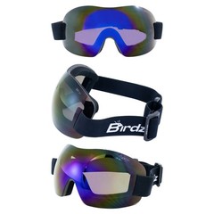 Birdz Eyewear Starling Skydiving Padded Motorcycle Goggles Blue Mirror Lens