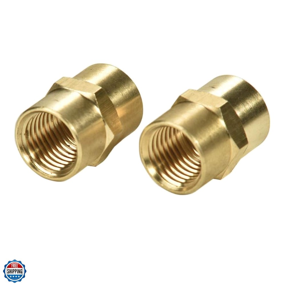 2 Pack 1/4″ x 1/4″ NPT Coupler, Brass Female Pipe Fitting 1/4″ x 1/4″ NPT Fem…