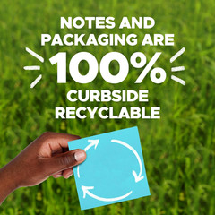 Post-it Super Sticky Notes, 3×3 in, 100% Recycled, Pastel, 5 Pads