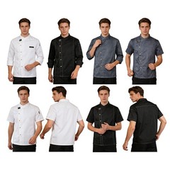 Men Women Uniform Solid Color Chef Coats Breathable Jacket Work Shirt Canteen