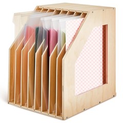 ReliThick 1 Pcs 12×12 Paper Storage Organizer Wood Slope Design Scrapbook Fil…