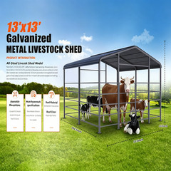 13x13FT Metal Livestock Shelter Heavy Duty Steel Barn for Horse&Cattle Free Ship