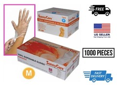 10 x 10 =1.000 pcs Vinyl Gloves Powder free SunnyCare MEDIUM Fast Ship LAST ONE